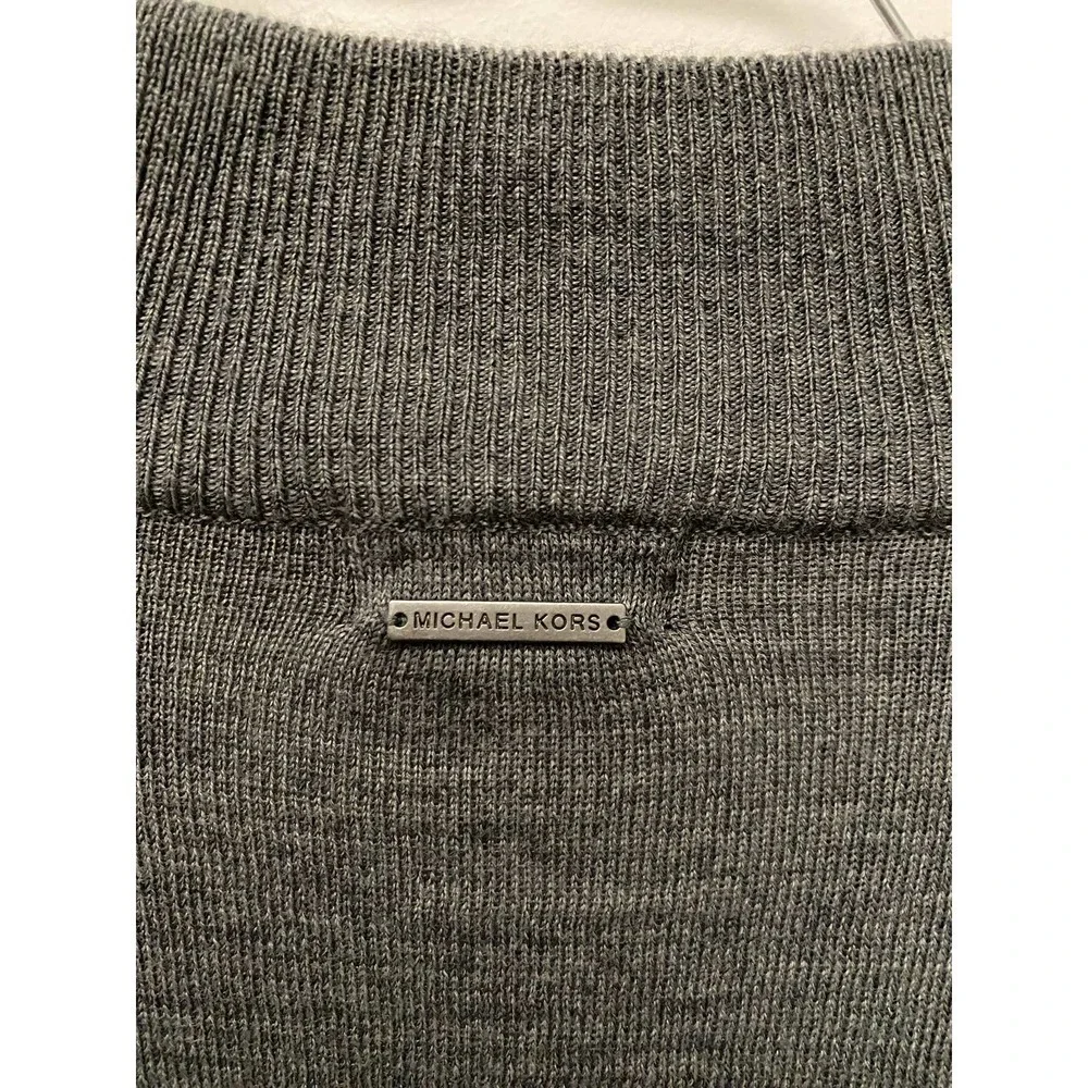 Michael Michael Kors Zip Up Sweater LARGE Mens Gray Knit Casual Winter Wear